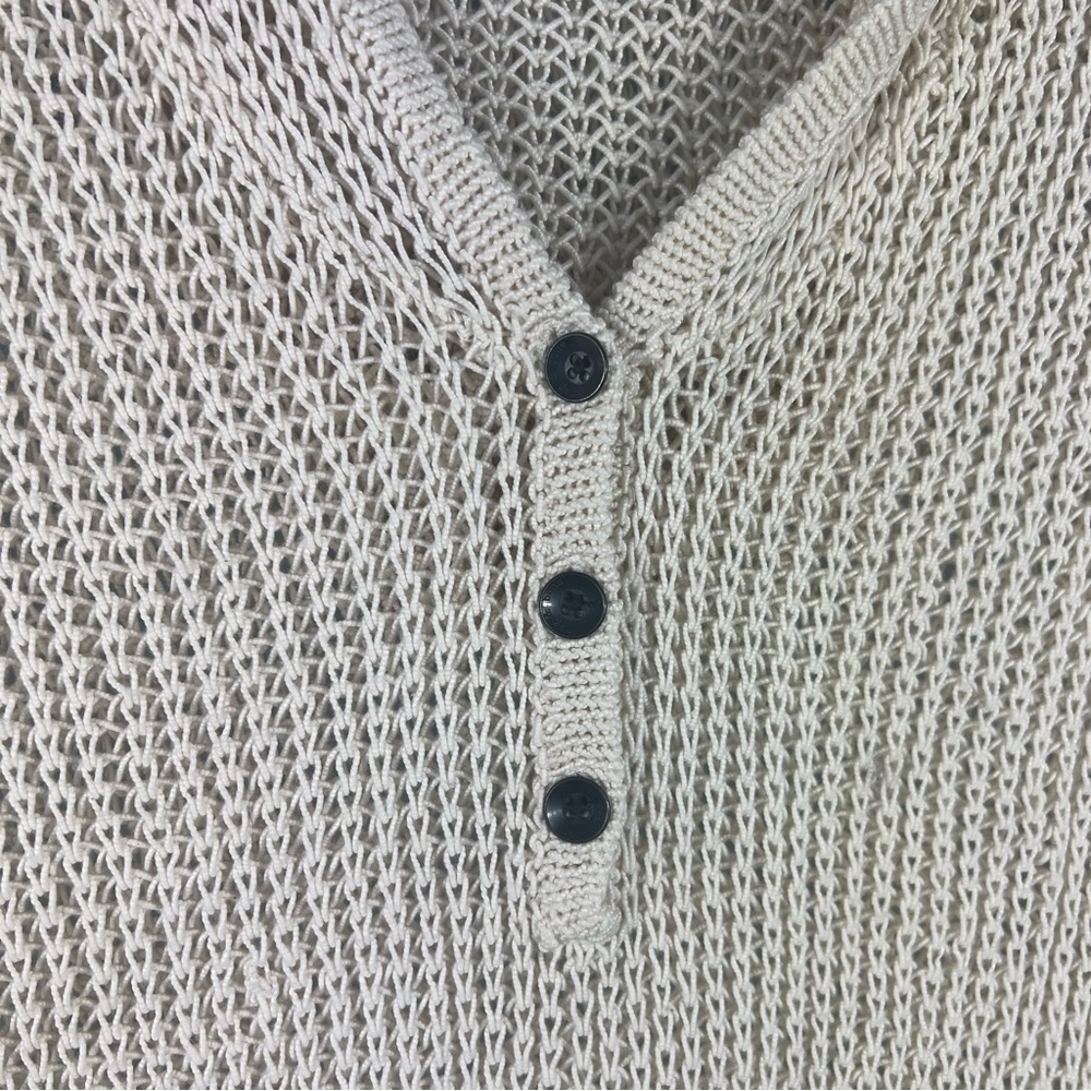 Rag & Bone Beige Knit Henley Hoodie Sweater Women’s Size Small Casual Pullover - Picture 9 of 9